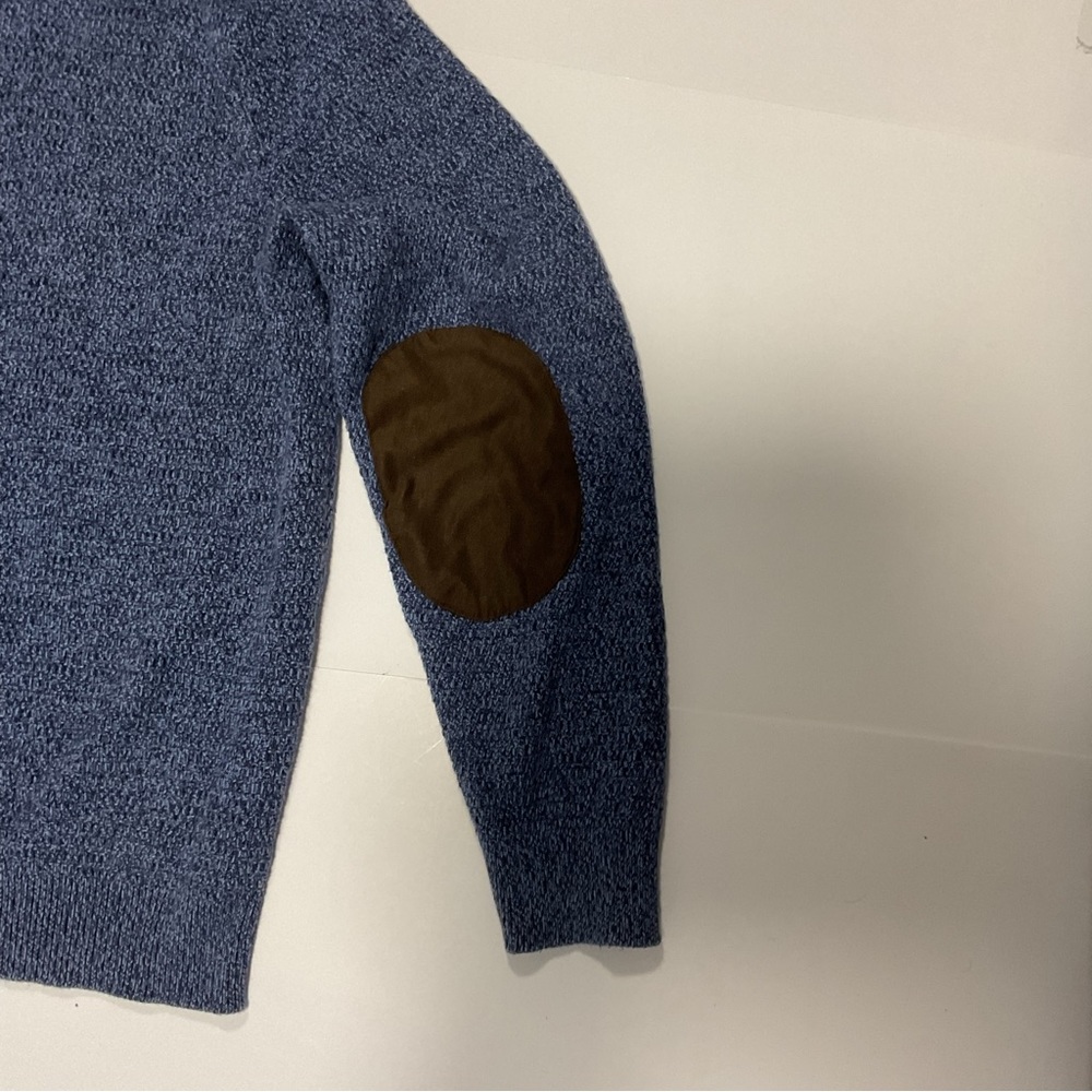Chaps Blue Sweater with Brown Elbow Patches REMOVED BY TAILOR - Picture 8 of 13